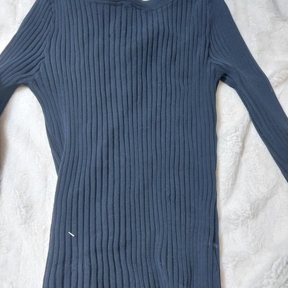 Cache Navy Ribbed Knit Top - Picture 3 of 3